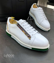 Load image into Gallery viewer, 018D - LUFIANO collection Leather Sneaker- White /Green