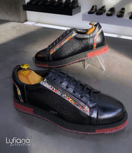 Load image into Gallery viewer, 018D - LUFIANO collection Leather Sneaker- Black / Burgundy