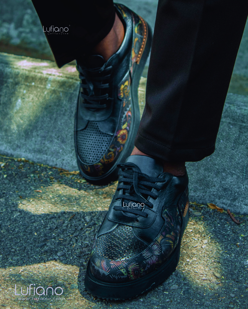 ルフィc428 233 - Lufiano Leather Sneaker- Black-Brown – Lufiano Apparel