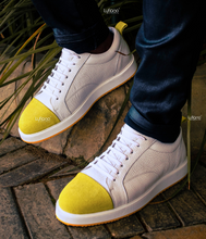 Load image into Gallery viewer, 164 - LUFIANO collection Leather Sneaker- White/yellow