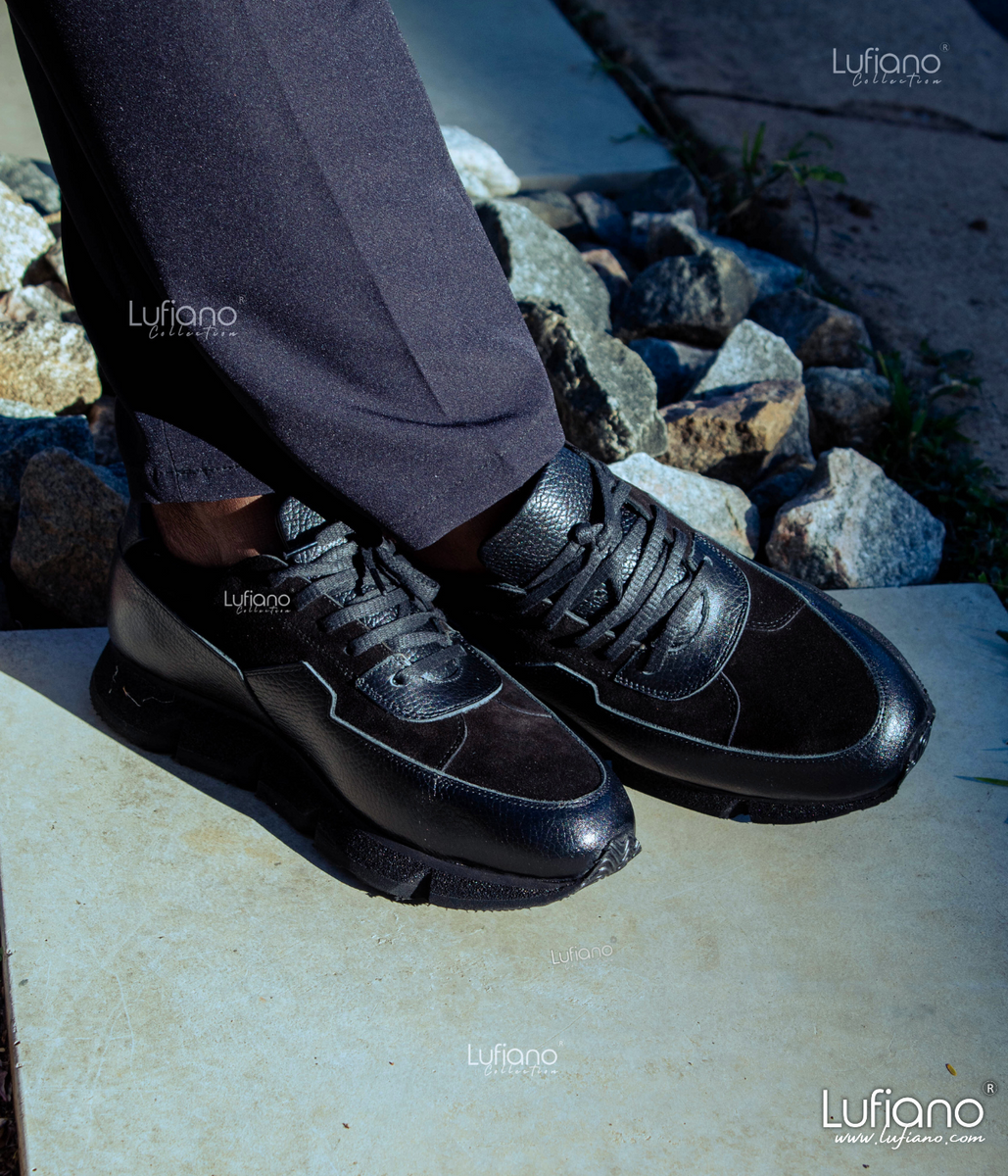 219 Lufiano Leather Sneaker- Black