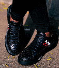Load image into Gallery viewer, 081 - Hand Weaved Leather Sneaker- Black