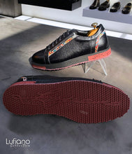 Load image into Gallery viewer, 018D - LUFIANO collection Leather Sneaker- Black / Burgundy
