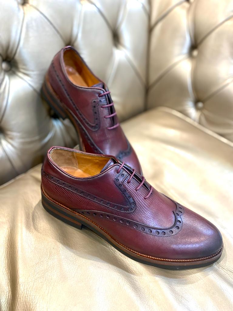 Burgundy Patent Leather Lace-up Shoes 36 Numara