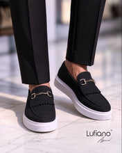 Load image into Gallery viewer, 027H - Lufiano collection- Leather loafers- Black