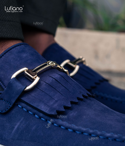 027C - Lufiano Collection-Suede Leather loafers- Blue
