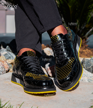 Load image into Gallery viewer, 221 Lufiano Lace up : Black- Yellow