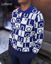 Load image into Gallery viewer, LFN007: Long Sleeve Knit Top:Egyptian blue-off white