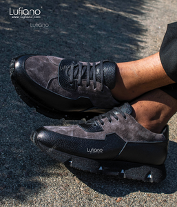219 Lufiano Leather Sneaker Black Grey