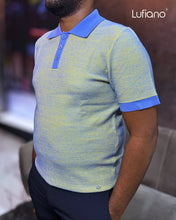 Load image into Gallery viewer, LFN034: Knit Top:Blue-Mustard yellow