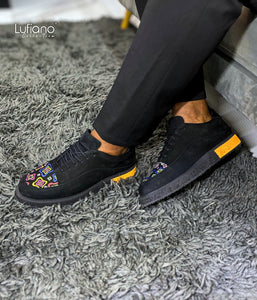 203B - LUFIANO collection Leather Sneaker- Black