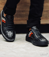 Load image into Gallery viewer, 081 - Hand Weaved Leather Sneaker- Black