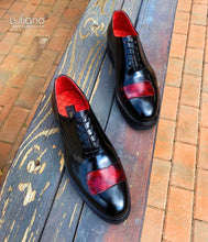 Load image into Gallery viewer, 145  Lufiano Lace Up: Black and Garnet red