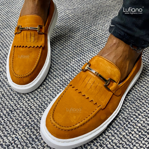 027C - Lufiano Collection-Suede Leather loafers- Bronze
