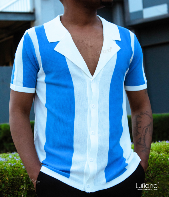LFN004: Knit Top: White/blue