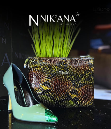 SKARLET031-Brown-Green Hand bag