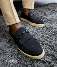 Load image into Gallery viewer, 027F - Lufiano collection-Leather loafers- Black