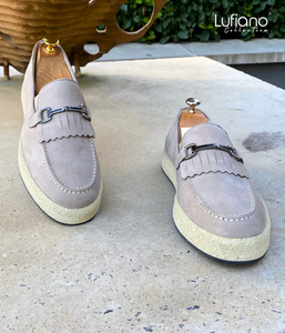 027F - Lufiano collection-Leather loafers- Beige