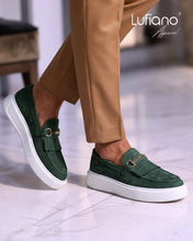 Load image into Gallery viewer, 027H - Lufiano collection- Leather loafers- Green