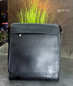 SKARLET018- Men's black Leather Crossbody bag