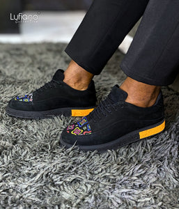 203B - LUFIANO collection Leather Sneaker- Black