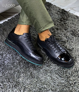 203 - LUFIANO collection Leather Sneaker- Black