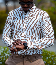 Load image into Gallery viewer, 37814 : Long sleeve shirt - Camel-Ecru