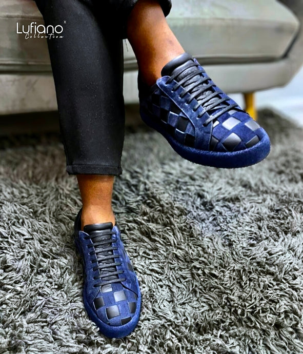 244 Hand Weaved Lufiano Lace Up : Blue