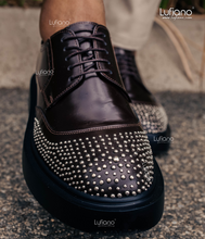 Load image into Gallery viewer, 173 Lufiano studded Lace Up: Brown