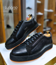 Load image into Gallery viewer, 018F - LUFIANO collection Leather Sneaker- Black-Orange