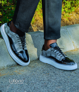 226  Lufiano Lace Up: Grey-Black