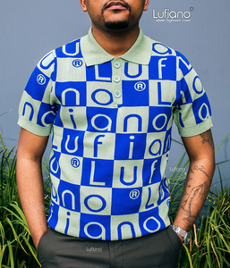 LFN007: Knit Top: Olive-Cobalt blue