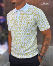 Load image into Gallery viewer, LFN024: Knit Top:Light blue-mustard