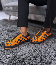 Load image into Gallery viewer, 244 Hand Weaved Lufiano Lace Up : Black-Orange