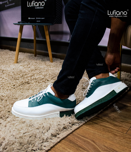203 - LUFIANO collection Leather Sneaker- White /Green