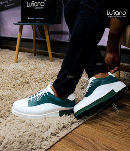 203 - LUFIANO collection Leather Sneaker- White -Green