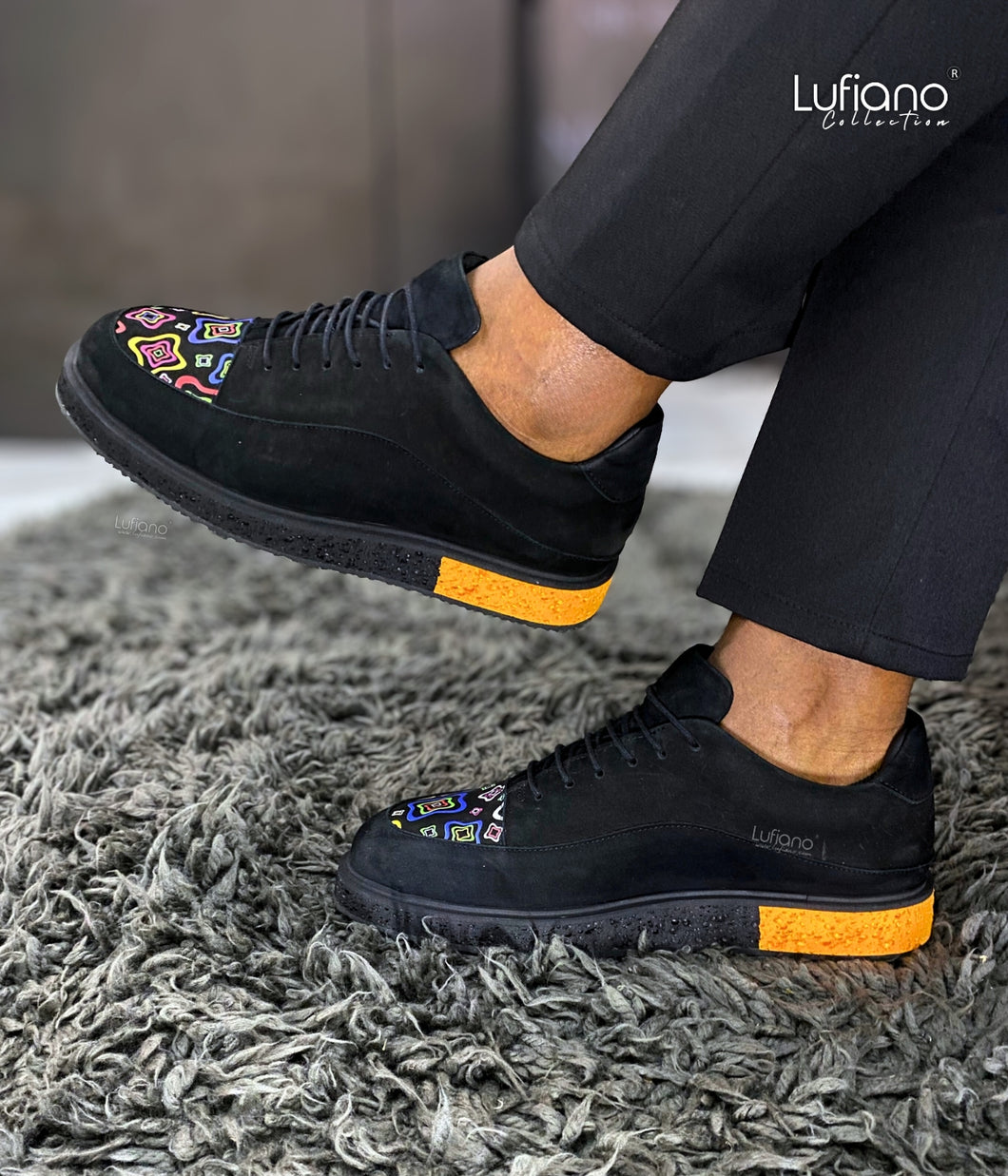 203B - LUFIANO collection Leather Sneaker- Black