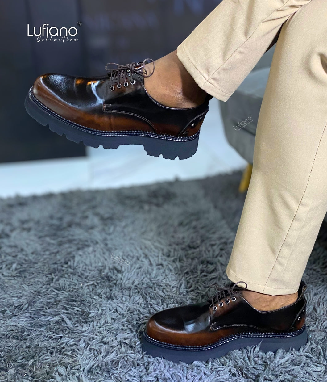 242 - Lufiano Lace up: Brown