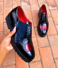 Load image into Gallery viewer, 145  Lufiano Lace Up: Black and Garnet red