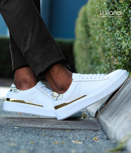 199  Lufiano Lace Up : White/Gold