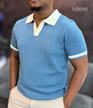 Load image into Gallery viewer, LFN023: Knit Top:Cream-Ocean blue
