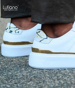 199  Lufiano Lace Up : White/Gold