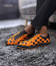 Load image into Gallery viewer, 244 Hand Weaved Lufiano Lace Up : Black-Orange