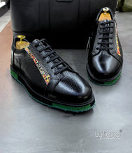 Load image into Gallery viewer, 018D - LUFIANO collection Leather Sneaker- Black / Green