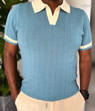 Load image into Gallery viewer, LFN023: Knit Top:Cream-Ocean blue
