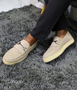 027F - Lufiano collection-Leather loafers- Beige