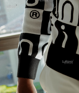 LFN007: Long sleeve Knit Top: Black-White