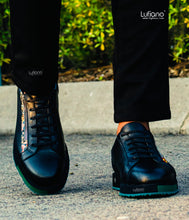 Load image into Gallery viewer, 018D - LUFIANO collection Leather Sneaker- Black / Green