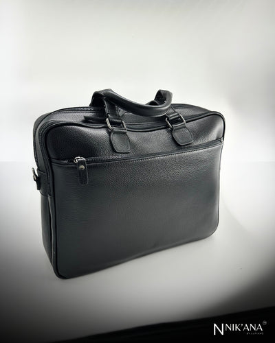 SKARLET057- Black Leather Laptop bag