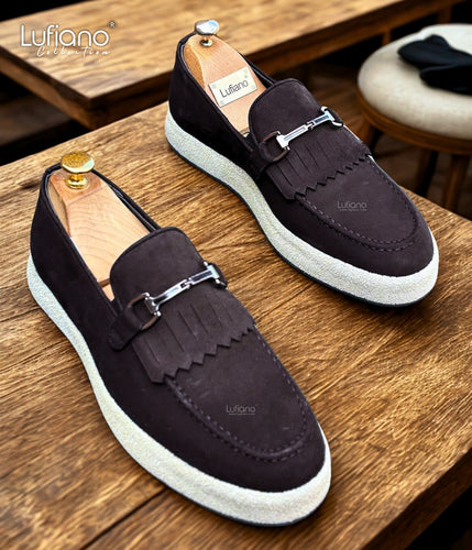 027F - Lufiano collection-Leather loafers- Black